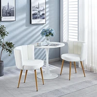 White Dining Chairs(Set Of 2) With Wood Legs