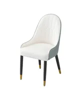 Simplie Fun Dining Chair With Pu Leather White Green Solid Wood Metal Legs (Set Of 2)