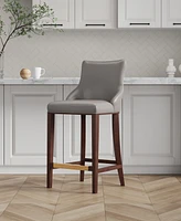 Manhattan Comfort Shubert Leatherette Upholstered Beech Wood Barstool