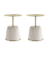 Manhattan Comfort Anderson 2-Piece 15.75" Wide Leatherette Upholstered End Table Set