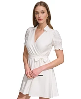 Dkny Petite Collared Tie-Waist Short-Sleeve Dress