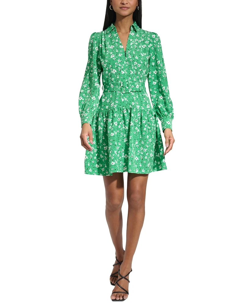 Karl Lagerfeld Paris Women's Long-Sleeve Collared Dress