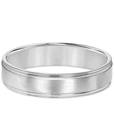 Men's Satin Finish Beveled Edge Band 18k Gold-Plated Sterling Silver (Also Silver)