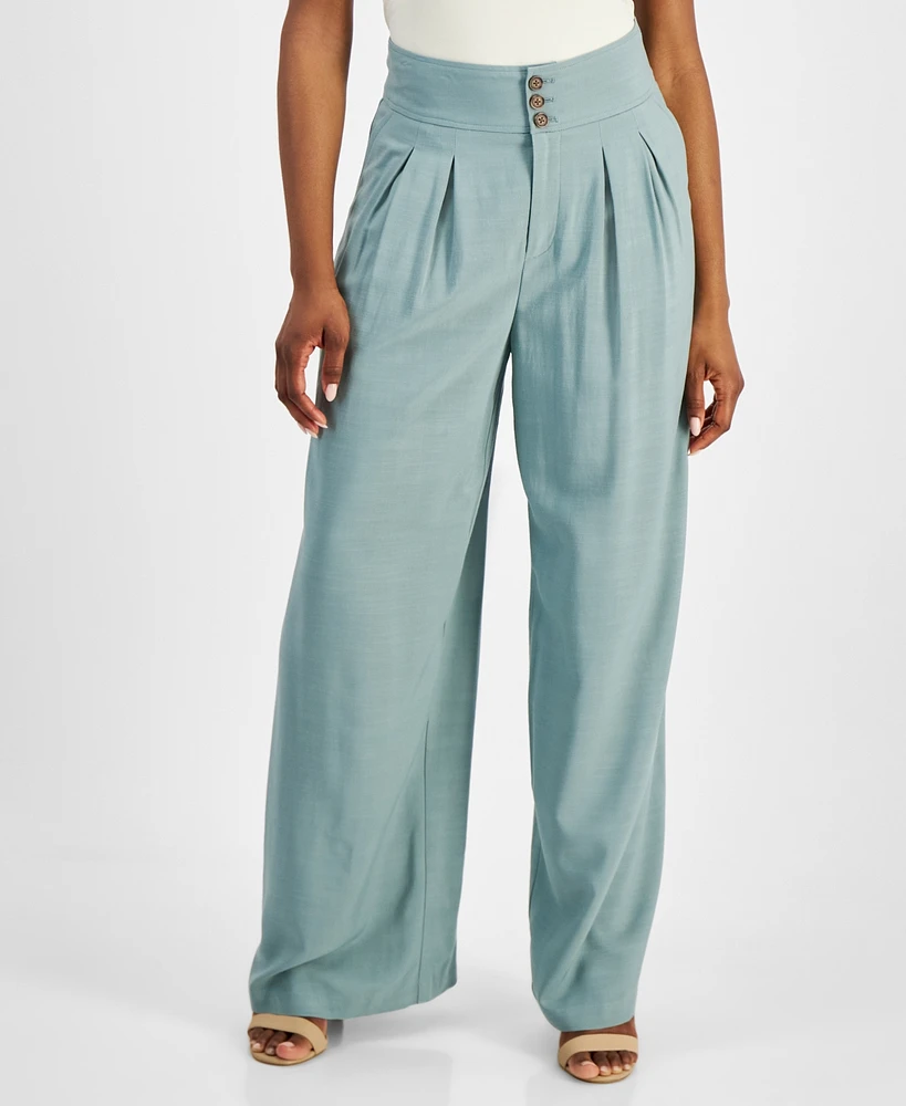 Bar Iii Petite High Rise Pleat-Front Wide Leg Pants, Created for Macy's