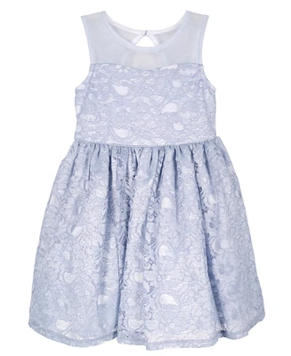 Pink & Violet Little Girls Mesh Sweetheart Illusion Lace Dress