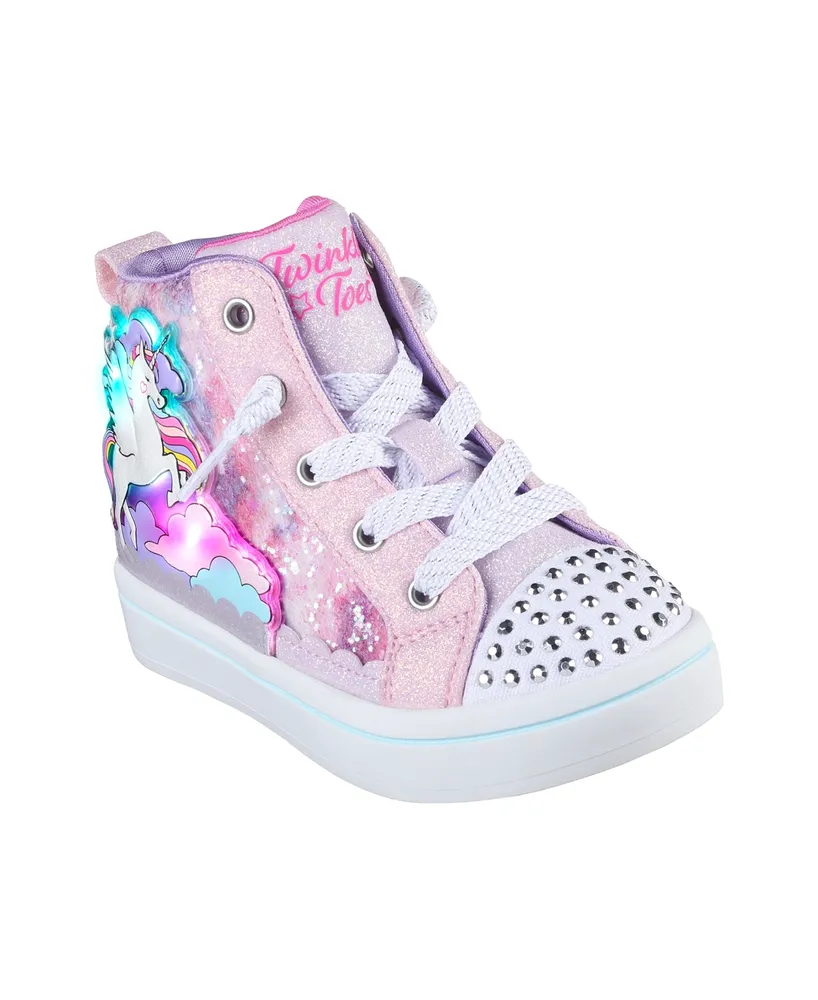 GIRLS SKECHERS TWINKLE TOES PINK LIGHT UP HIGH TOP SNEAKER GYM SHOE TODDLER  5