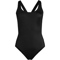 Lands' End Plus Scoop Neck X-Back High Leg Tugless Sporty One Piece Swimsuit