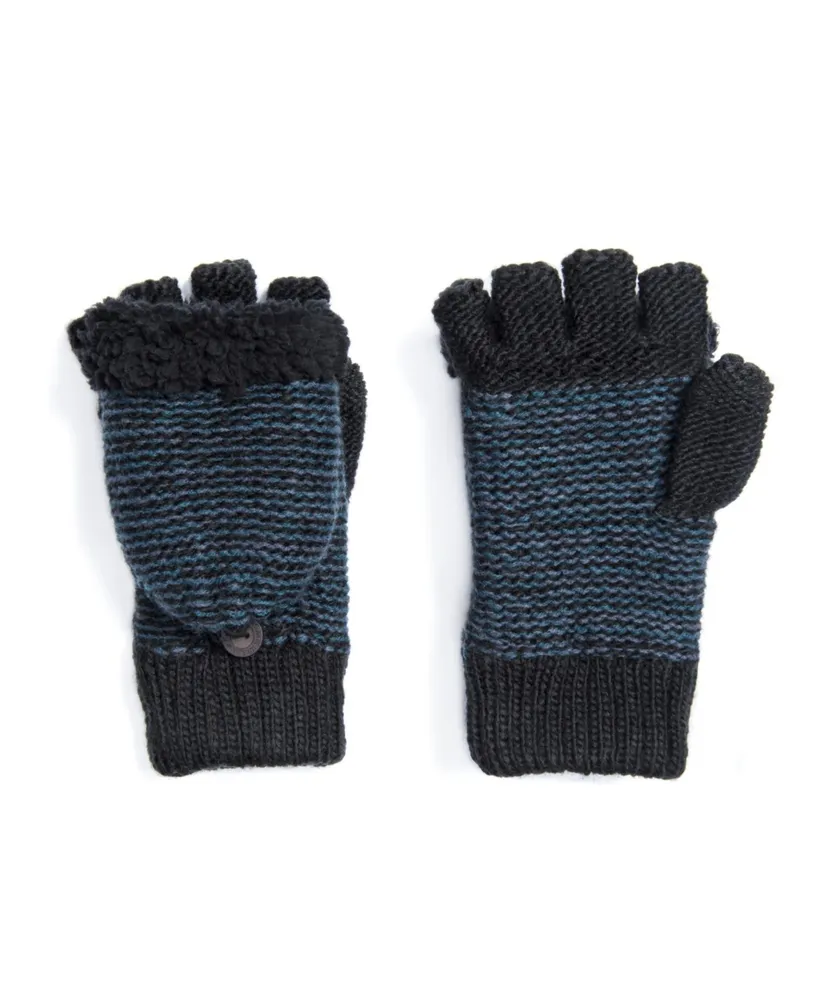 Muk Luks Men's Flip Mitten, Ebony, One Size