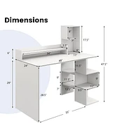 Modern Computer Desk with Storage Bookshelf and Hutch for Home Office