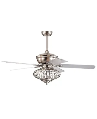 52 Inches Ceiling Fan with Wooden Blades and Remote Control-Silver