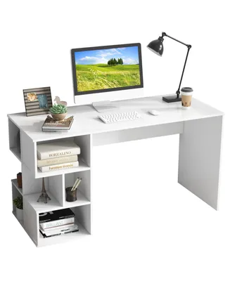 Modern Computer Desk with 3 Tier Storage Shelves for Home Office-White