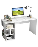 Modern Computer Desk with 3 Tier Storage Shelves for Home Office-White