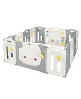 14-Panel Foldable Baby Playpen Safety Yard with Storage Bag