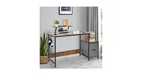 Computer Desk with Reversible Storage Drawer and Moveable Shelf-Brown