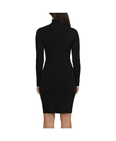 Ellen Tracy Women's Rib Sweater Dress with a Snap Detail