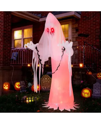 Costway 8FT Halloween Inflatable Ghost Blow-up Haunting Ghost Bride with Flame Led Light