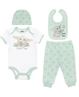 Star Wars Mandalorian Baby Yoda Boys Layette Set Bodysuit Pant Bib Hat