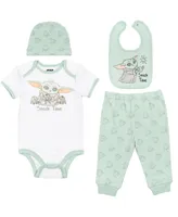 Starwars Baby Boys Star Wars Mandalorian Yoda Layette Set Bodysuit Pant Bib Hat