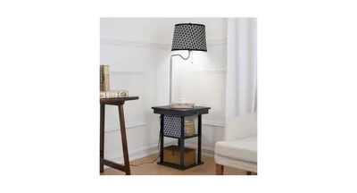 Living Room Floor Lamp with Shade 2 Usb Ports