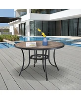 Mondawe 48" Round Aluminum Outdoor Patio Dining Table with Umbrella Hole