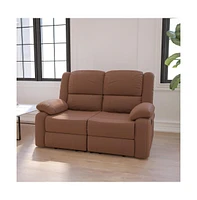 Bustle Back Loveseat With Two Built-In Recliners