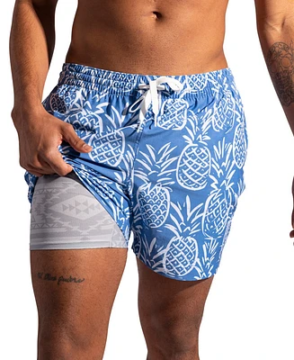 Chubbies Men's The Thigh-Naples Quick-Dry 5-1/2" Swim Trunks with Boxer Brief Liner