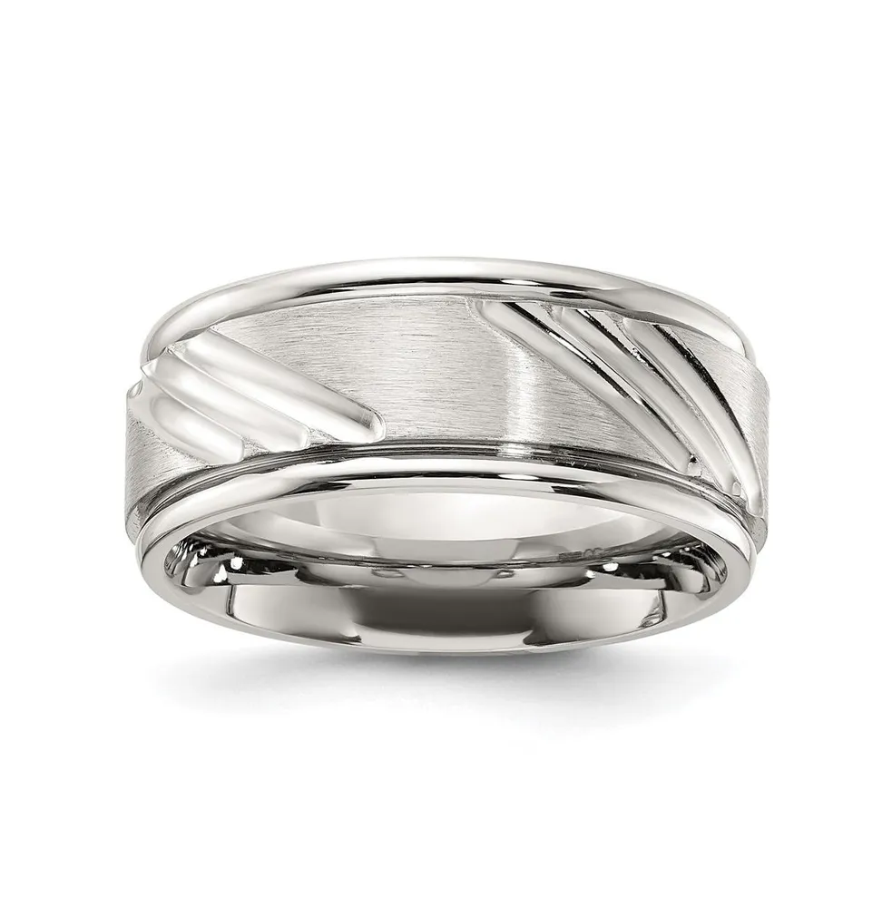 Men's 6.0mm Polished Comfort Fit Wedding Band in Stainless Steel