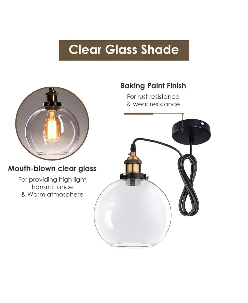 Vintage-like Industrial 7.9" Glass Ball Ceiling Light Pendant Chandelier Light Lamp Clear