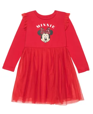 Disney Little Girls Long Sleeve Minnie Mouse Leopard Dress