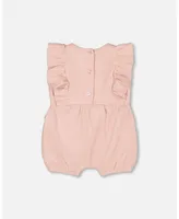 Baby Girl Organic Cotton Ribbed Romper Mellow Rose - Infant