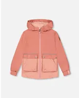 Girl Hooded Color block Parka Ancient Rose