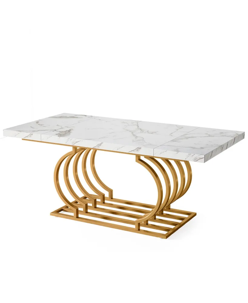 Tribe signs 63" Modern Office Desk, Executive Desk, Large Computer Desk Home Office Desk with Gold Metal Frame