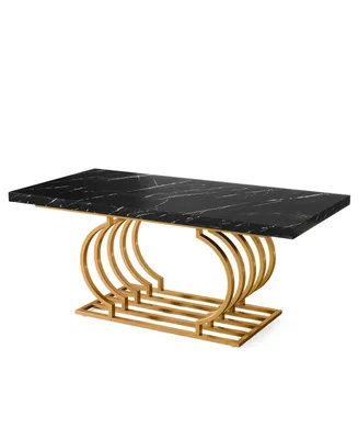 Tribe signs 63" Modern Office Desk, Executive Large Computer Desk Home with Gold Metal Frame