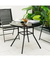 34 Inch Patio Dining Table with 1.5 inch Umbrella Hole for Garden