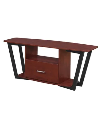 Convenience Concepts Gray stone 60 in. Tv Stand, Cherry & Black Frame 59.25 x 24 x 15.75 in.