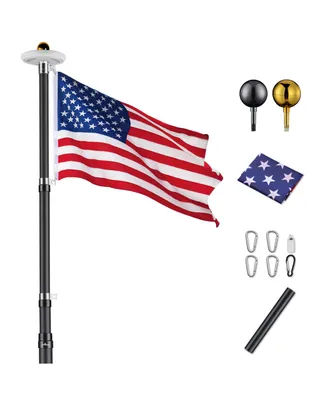 Ft Telescopic Aluminum Flag Pole Kit with 111 Led Solar Light Us Flag Garden