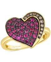 Le Vian Godiva x Le Vian Passion Ruby (3/4 ct. t.w.) & Chocolate Diamond (1/10 ct. t.w.) Heart Ring in 14k Gold