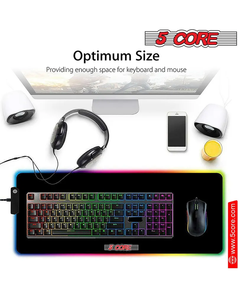 5 Core Large Mouse Pad Computer Mouse Mat with Rgb Light Anti-Slip Rubber Base Easy Gliding Spill-Resistant Surface Extended Mousepad -Kbp 800 Rgb