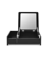 Compact Bay Window Makeup Dressing Table with Flip-Top Mirror