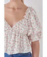 Women's Floral Print Satin Top