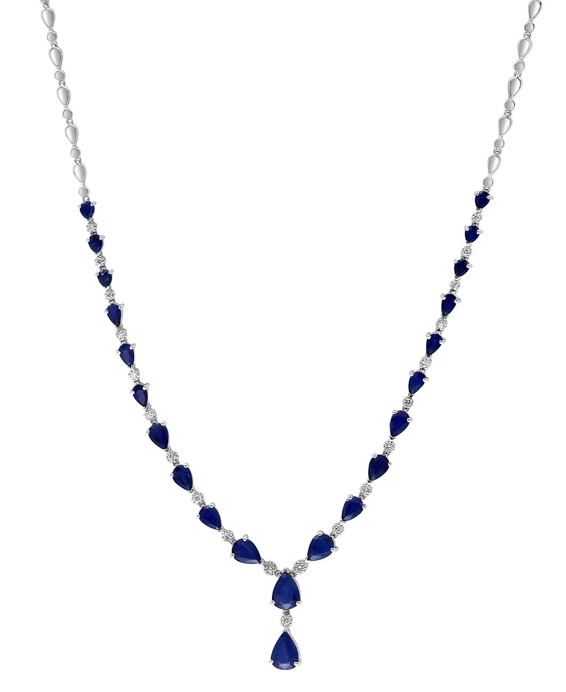 Effy Sapphire (9-1/2 ct. t.w) & Diamond (3/8 ct. t.w.) 18" Lariat Necklace in 14k White Gold