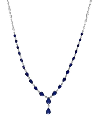 Effy Sapphire (9-1/2 ct. t.w) & Diamond (3/8 ct. t.w.) 18" Lariat Necklace in 14k White Gold