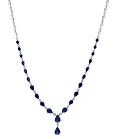 Effy Sapphire (9-1/2 ct. t.w) & Diamond (3/8 ct. t.w.) 18" Lariat Necklace in 14k White Gold