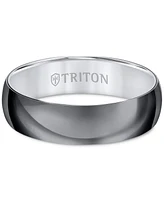 Triton Men's Titan Wedding Band Black & White Titanium