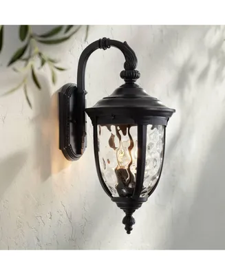 Bellagio European Outdoor Wall Light Fixture Textured Black Metal 20 1/2" Hammered Glass Decor for Exterior House Porch Patio Outside Deck Garage Yard