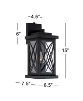 Woodland Park Mission Outdoor Wall Light Fixture Black Metal15" Clear Glass Security Dusk To Dawn for Exterior House Porch Patio Outside Deck Garage Y