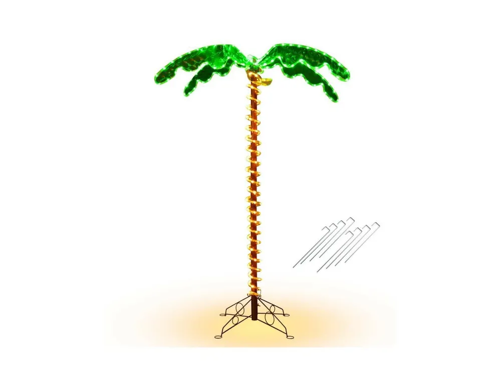 5 Feet Led Pre-lit Palm Tree Decor with Light Rope - Green