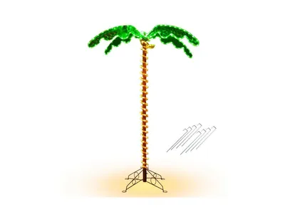 5 Feet Led Pre-lit Palm Tree Decor with Light Rope - Green