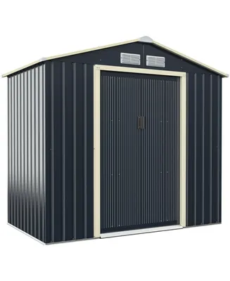 7 x 4 Feet Metal Storage Shed with Sliding Double Lockable Doors