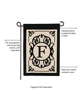 Evergreen Flag Cambridge Chic Letter F Monogram Applique Garden Flag - 12.5" Wide x 18" High